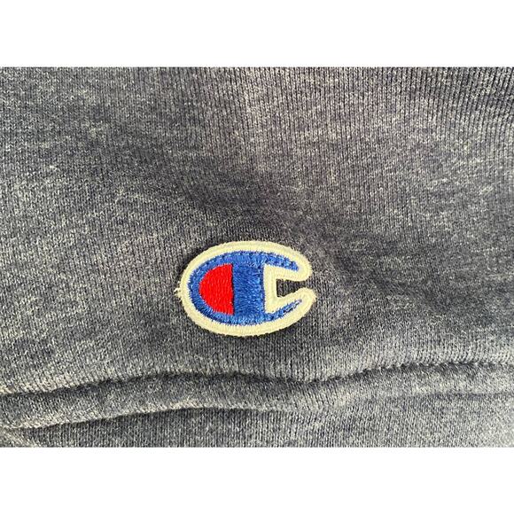 Champion Size L Black Navy Color Block Half Zip Hoodie Long Sleeve Athleisure - Picture 9 of 11